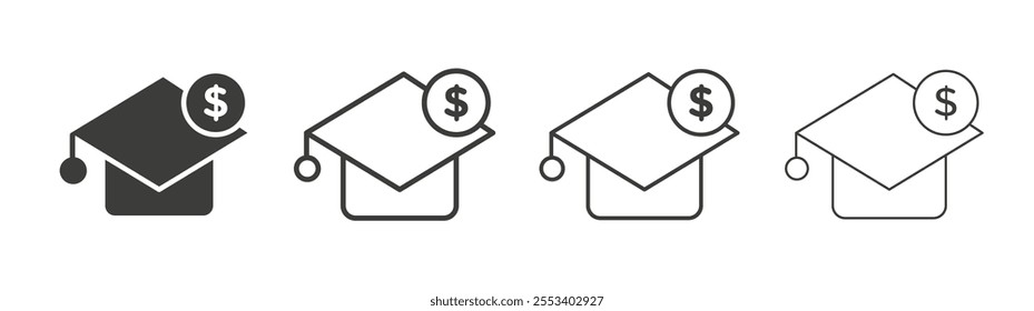 Scholarship icons collection. vector set in black color