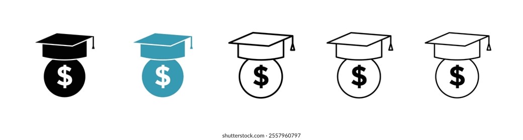 Scholarship icons pack in black and blue.