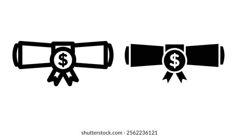 Scholarship Icons pack in outlined and flat versions