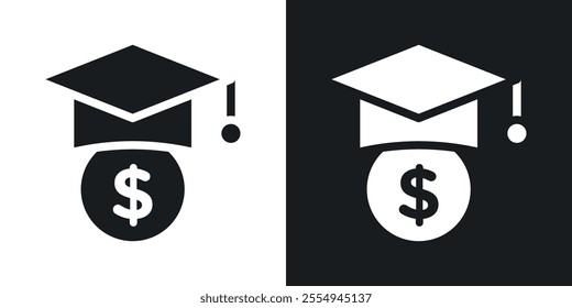 Scholarship icons in solid black and white colors