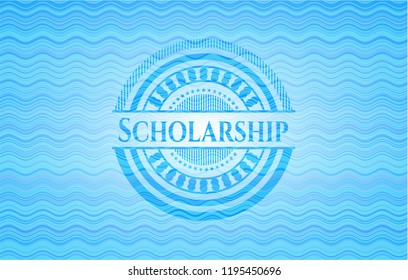 Scholarship light blue water badge background.