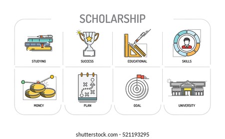 SCHOLARSHIP - Line icons Concept