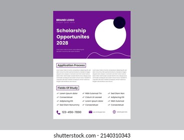 Scholarship Opportunities Flyer Poster Template Design. International Scholarship Flyer Design Template.