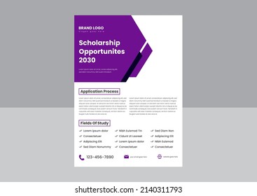 Scholarship Opportunities Flyer Poster Template Design. International Scholarship Flyer Design Template.