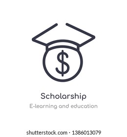 scholarship outline icon. isolated line vector illustration from e-learning and education collection. editable thin stroke scholarship icon on white background