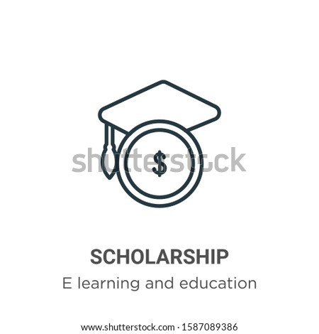 Scholarship outline vector icon. Thin line black scholarship icon, flat vector simple element illustration from editable e learning and education concept isolated on white background