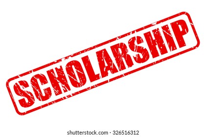 SCHOLARSHIP red stamp text on white