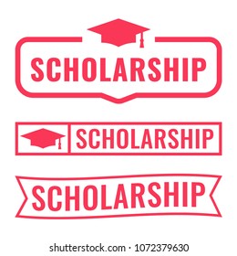 Scholarship. Set Of Badges, Stamps, Icons. Flat Vector Illustrations On White Background.