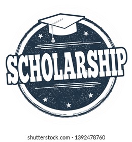 Scholarship Sign Or Stamp On White Background, Vector Illustration