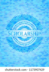 Scholarship sky blue emblem with mosaic ecological style background