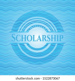 Scholarship sky blue water emblem background. Vector Illustration. Detailed.