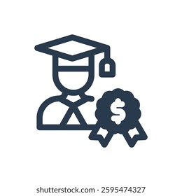 Scholarship for Study Abroad Vector Icon