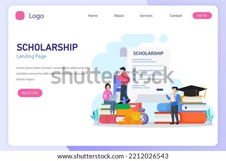 Scholarship vector concept. Student on laptop applying for a scholarship.