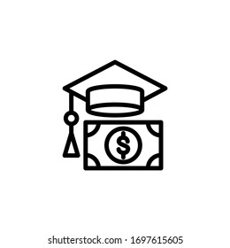 Scholarship Vector Icon In Linear, Outline Icon Isolated On White Background