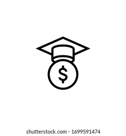 Scholarship Vector Icon In Linear, Outline Icon Isolated On White Background