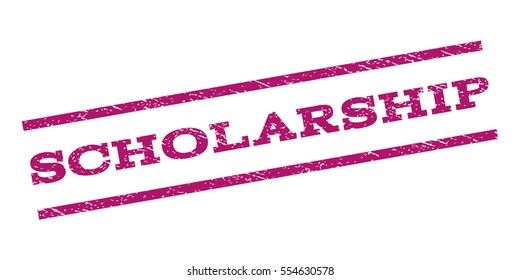 Scholarship watermark stamp. Text caption between parallel lines with grunge design style. Rubber seal stamp with unclean texture. Vector purple color ink imprint on a white background.