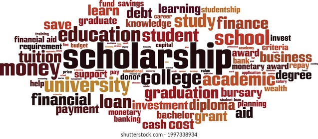 Scholarship word cloud concept. Collage made of words about scholarship. Vector illustration