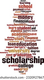 Scholarship Wort Cloud Konzept. Collage bestand aus Wörtern über das Stipendium. Vektorgrafik