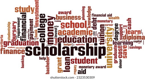 Scholarship word cloud concept. Collage made of words about scholarship. Vector illustration