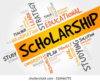 Scholarship word cloud, education concept