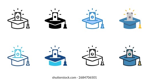 Scholarships icon set multiple style collection 
