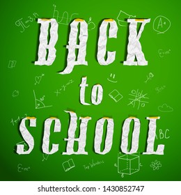 Scholastic colored background with white letters combined in words on green school fond vector illustration