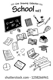 School 1 -Line Drawing Collection-
