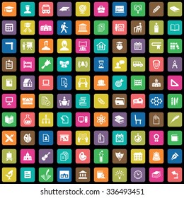 school 100 icons universal set for web and mobile