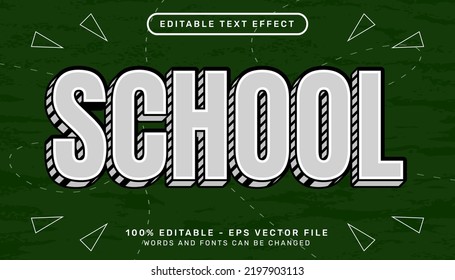 school 3d editable text effect with blackboard background