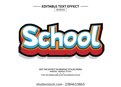 School 3D editable text effect template