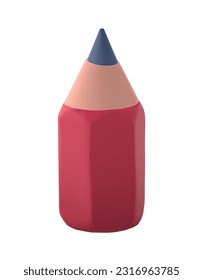 School 3d icon. Volumetric pencil in plasticine realism style for drawing. Colorful badge for websites. Supplies, study and education concept. Vector illustration isolated on white background