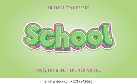 diseño de efecto de texto de escuela 3d