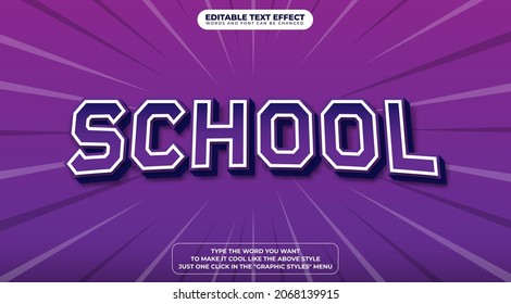 School 3D Text Style Effect with Editable Text