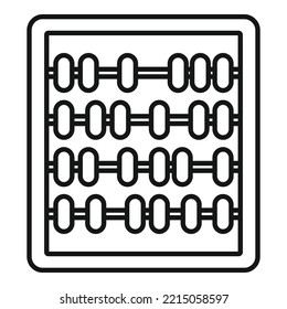 Vector de contorno de icono del ábaco escolar. Calculadora de matemáticas. Juguete de madera