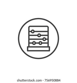 School abacus line icon, outline vector sign, linear style pictogram isolated on white. Vintage calculator symbol, logo illustration. Editable stroke
