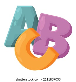 School abc icon cartoon vector. Alphabet font. Kid board