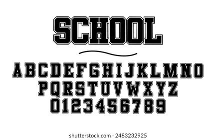 School Abstract font alphabet. Minimal modern urban fonts for logo, brand etc. Typography typeface uppercase and number. vector illustration