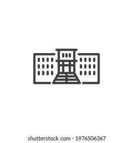 School, academy line icon. linear style sign for mobile concept and web design. High school building outline vector icon. Symbol, logo illustration. Vector graphics