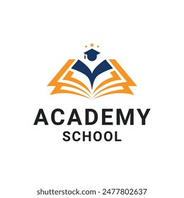 school academy logo design concept idea with book and student