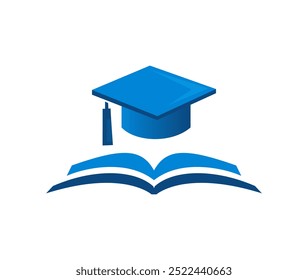 School academy logo design concept idea with book and hat illustration