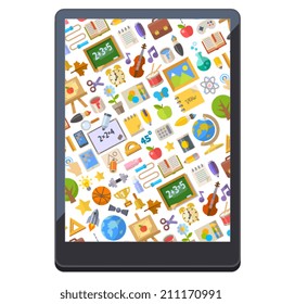 School accessories flat style icons set pattern 