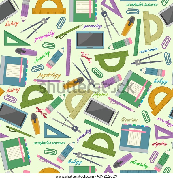 School
accessories flat style icons set
pattern