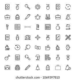 School accessories icon set. Collection of high quality black outline logo for web site design and mobile apps. Vector illustration on a white background.