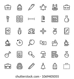 School accessories icon set. Collection of high quality black outline logo for web site design and mobile apps. Vector illustration on a white background.