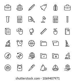 School accessories icon set. Collection of high quality black outline logo for web site design and mobile apps. Vector illustration on a white background.