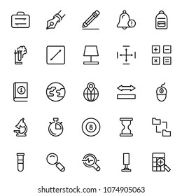 School accessories icon set. Collection of high quality black outline logo for web site design and mobile apps. Vector illustration on a white background.