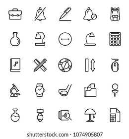 School accessories icon set. Collection of high quality black outline logo for web site design and mobile apps. Vector illustration on a white background.