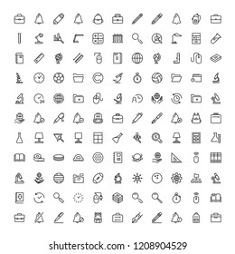 School accessories icon set. Collection of high quality black outline logo for web site design and mobile apps. Vector illustration on a white background.