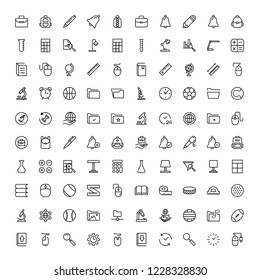 School accessories icon set. Collection of high quality black outline logo for web site design and mobile apps. Vector illustration on a white background.