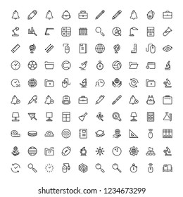 School accessories icon set. Collection of high quality black outline logo for web site design and mobile apps. Vector illustration on a white background.